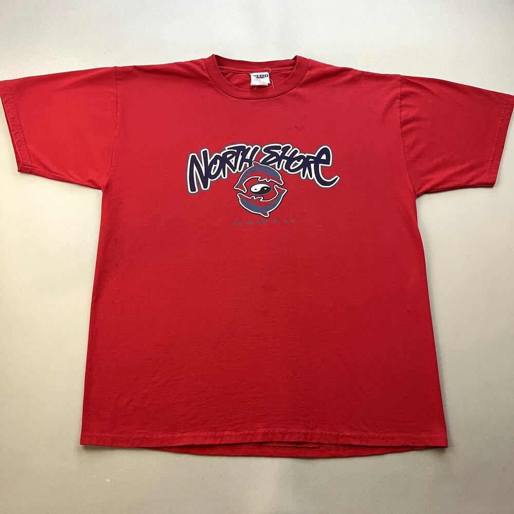 Vintage Hawaii T-Shirt Adult XL Red North Shore Dolphin Yin Yang Beach Surf 90s
